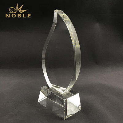 Royal Water Drop Shape Crystal Trophy with Clear Base Customized Logo Text