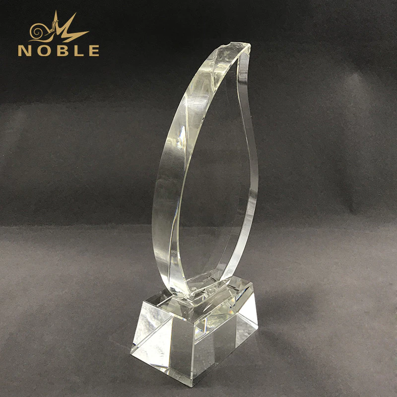 Royal Water Drop Shape Crystal Trophy with Clear Base Customized Logo Text