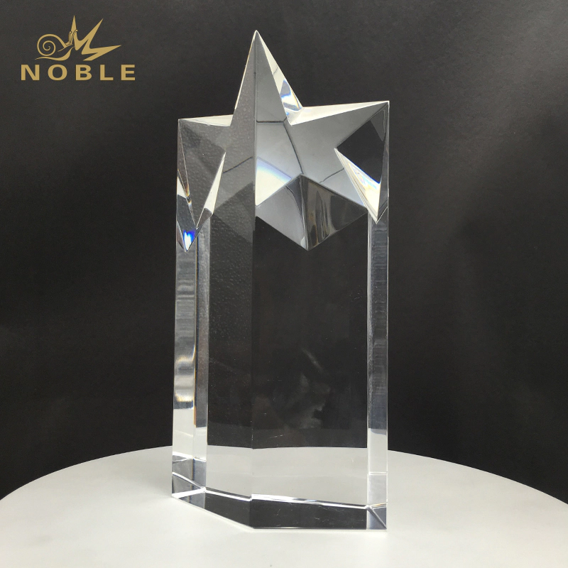 Clear Optical Crystal Star Trophy Awards Column Award