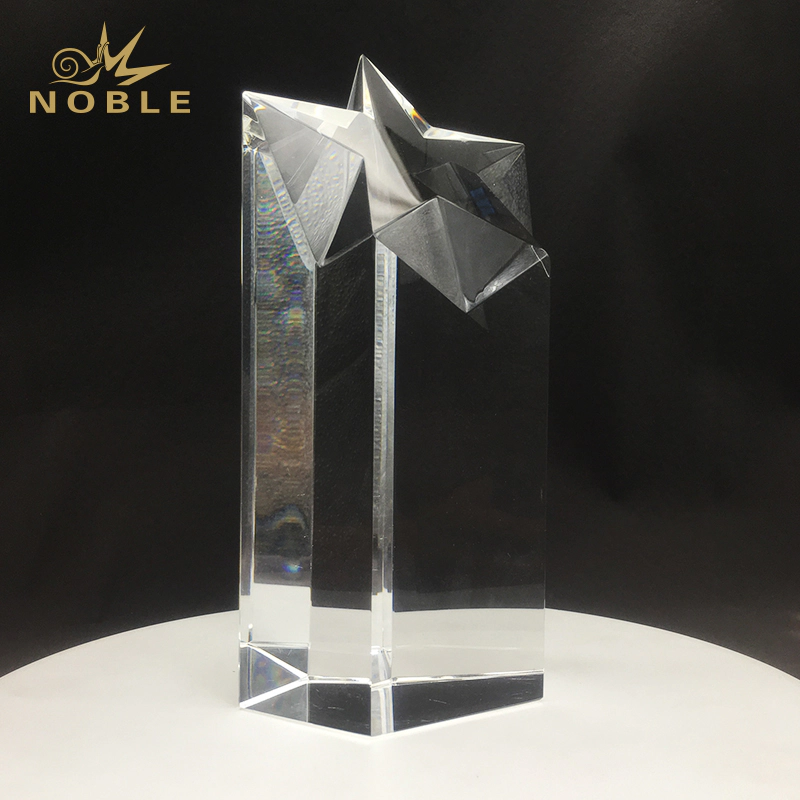 Clear Optical Crystal Star Trophy Awards Column Award