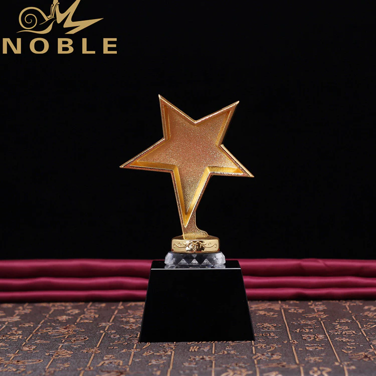 Gold Metal Star Trophy Crystal Award For President Souvenir