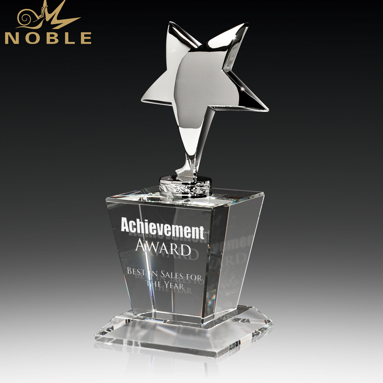 Silver Metal Star Trophy Crystal Award For President Souvenir