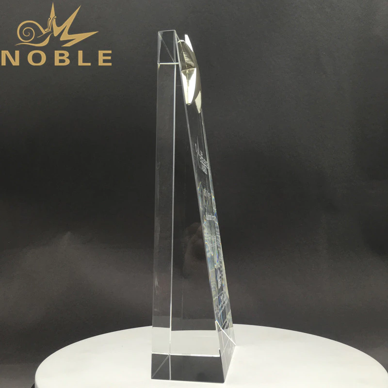Noble Custom Engraving High Quality Silver Star Crystal Wedge Awards
