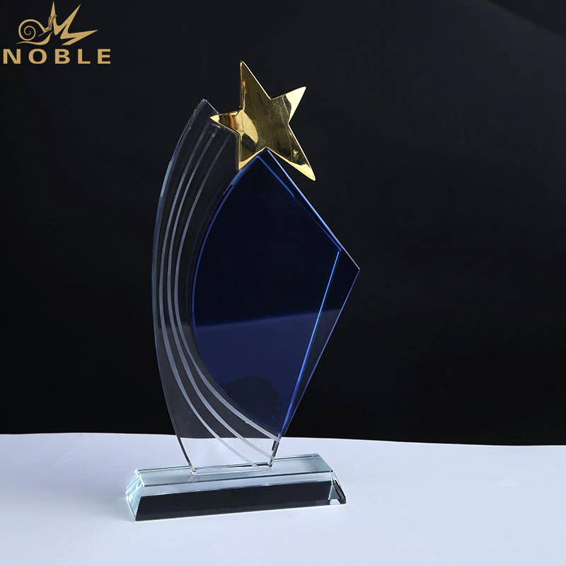 Rising Metal Star Trophy Black Stand Trophy Star Crystal Sports Awards