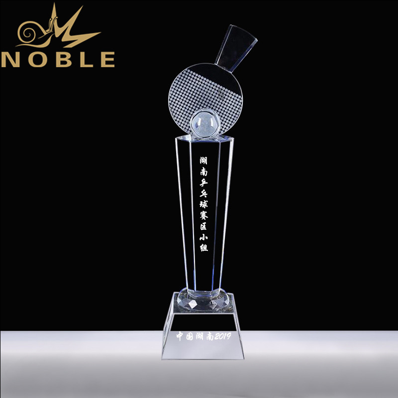 Free Engraving High Quality Sports Crystal Trophy for PingPong