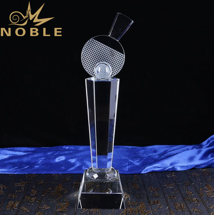 Free Engraving High Quality Sports Crystal Trophy for PingPong