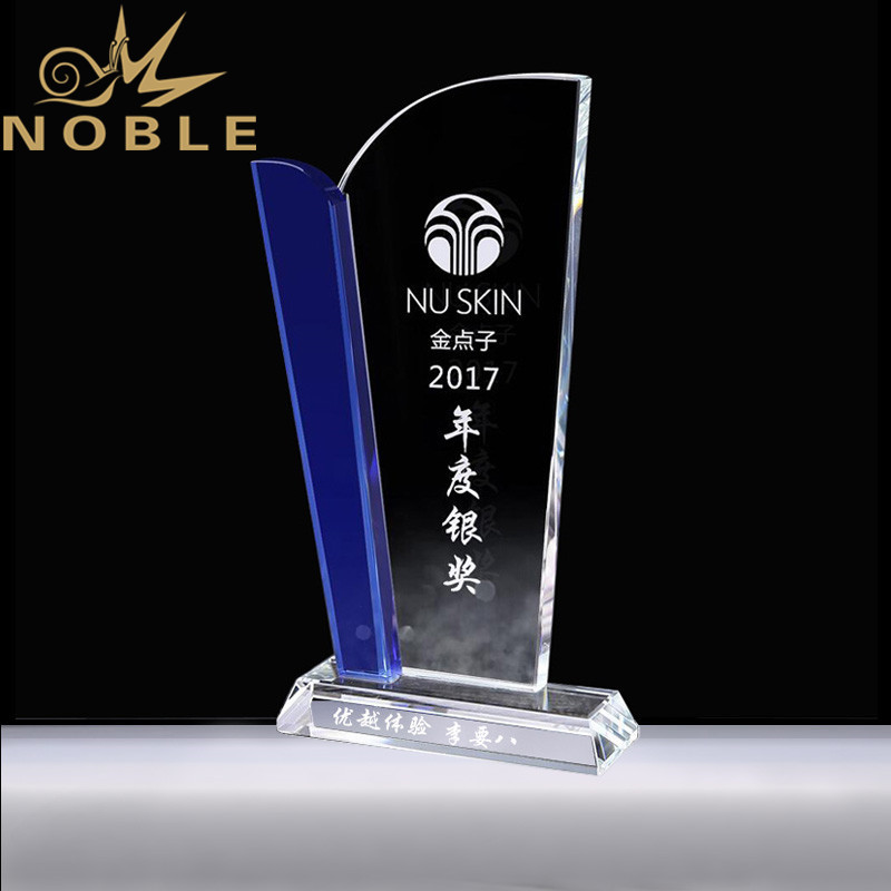 High Quality Custom Blue Crystal Plaque with Your Logo Engraving