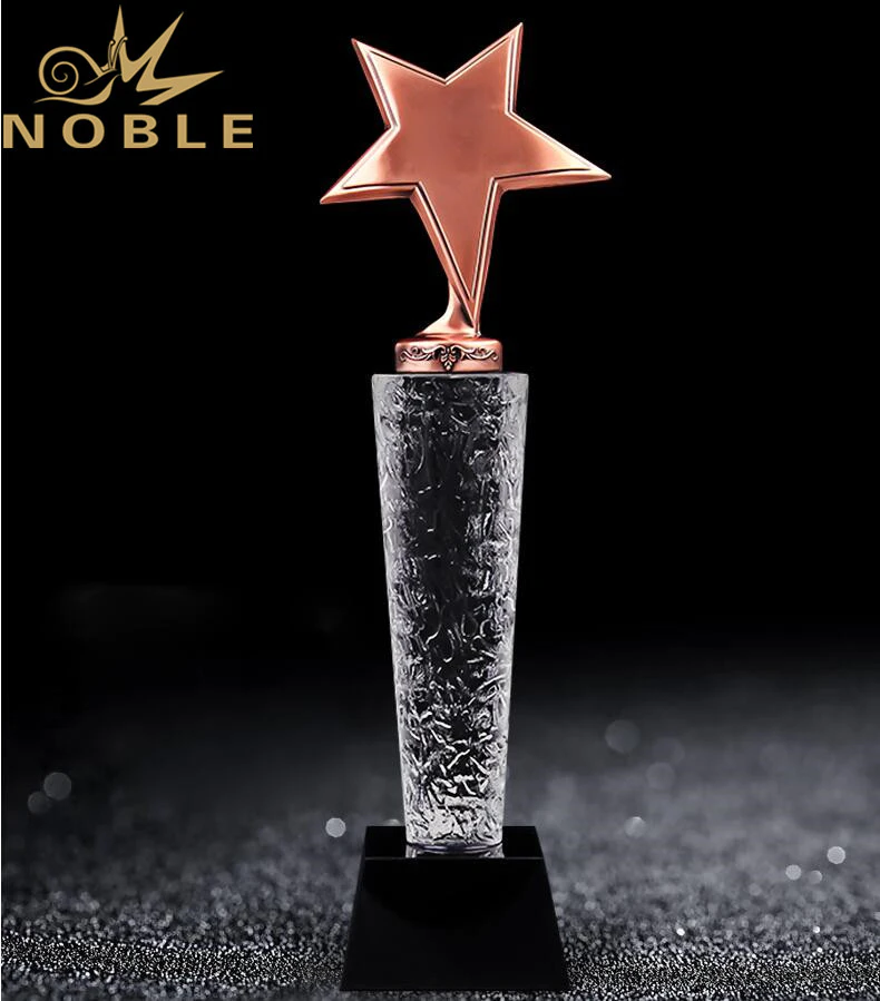 Noble Custom Free Engraving Metal Star Crystal Award Trophy