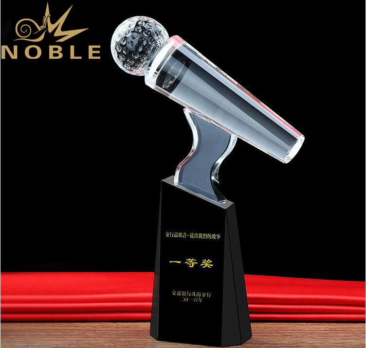Noble Best Selling High Quality Free Engraving Crystal Microphone Award