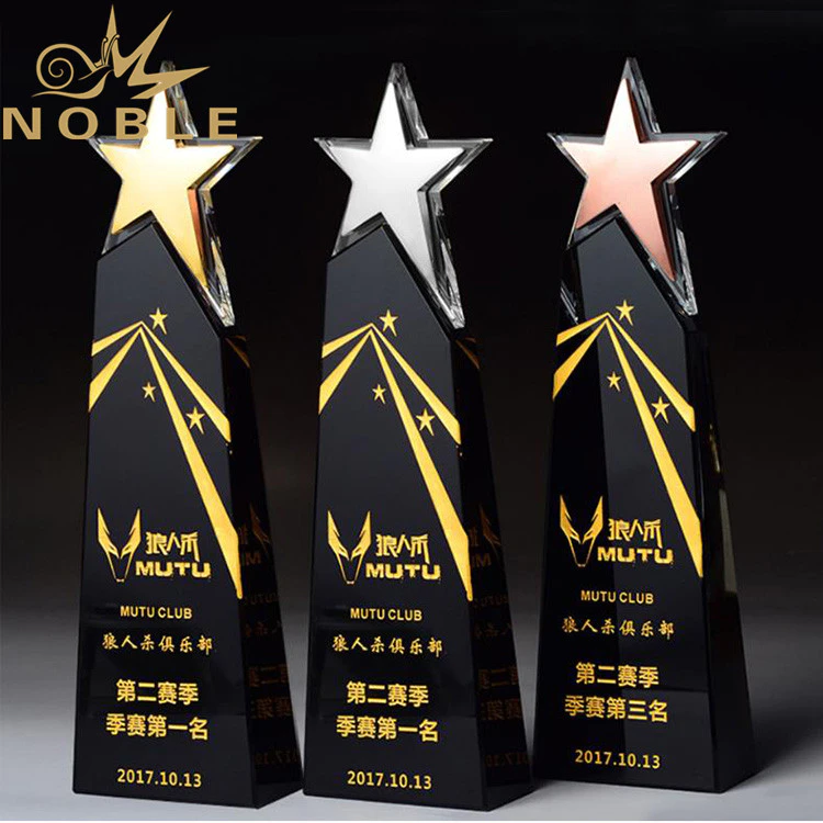 New Design High Quality Free Engraving Crystal Star Trophy