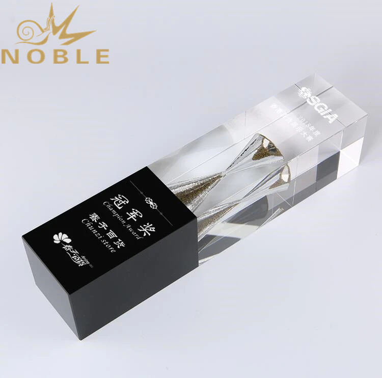 New Design Crystal Cube Award with Hourglass