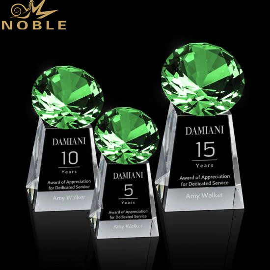 High Quality Custom Engraving Green Diamond Crystal Tower Award