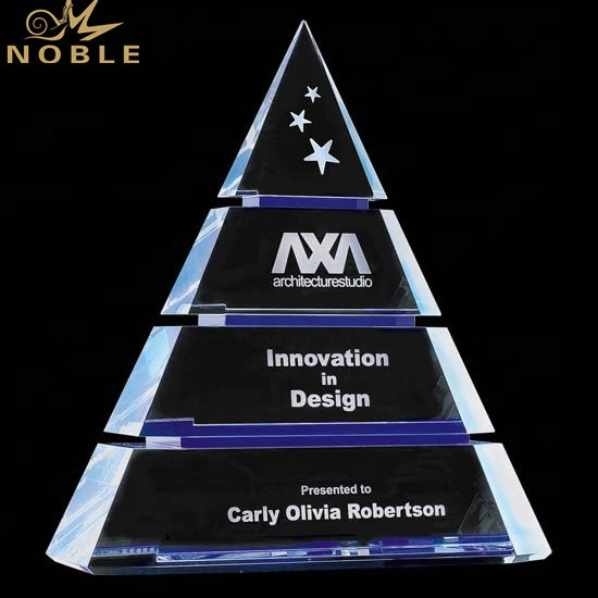 Noble High Quality Custom Crystal Tiered Pyramid Luxor Award