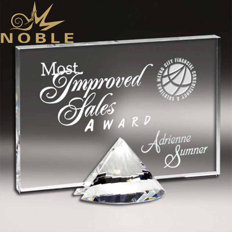 Noble Custom Engraving Exquisite Diamond Plaque Crystal Award Trophy