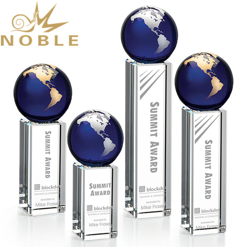 Noble Blue Globe Crystal Award