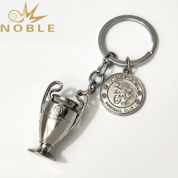 Custom UEFA Champions League Trophy Metal Keychain with Chelsea Football Club Badge As Gift