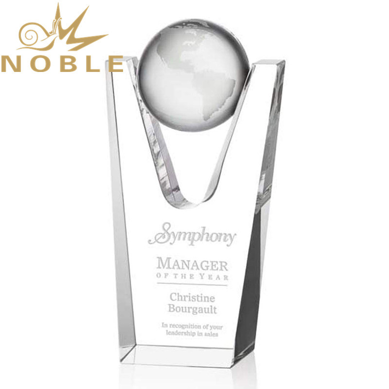 New Design Free Engraving Custom Optical Crysal Globe Award