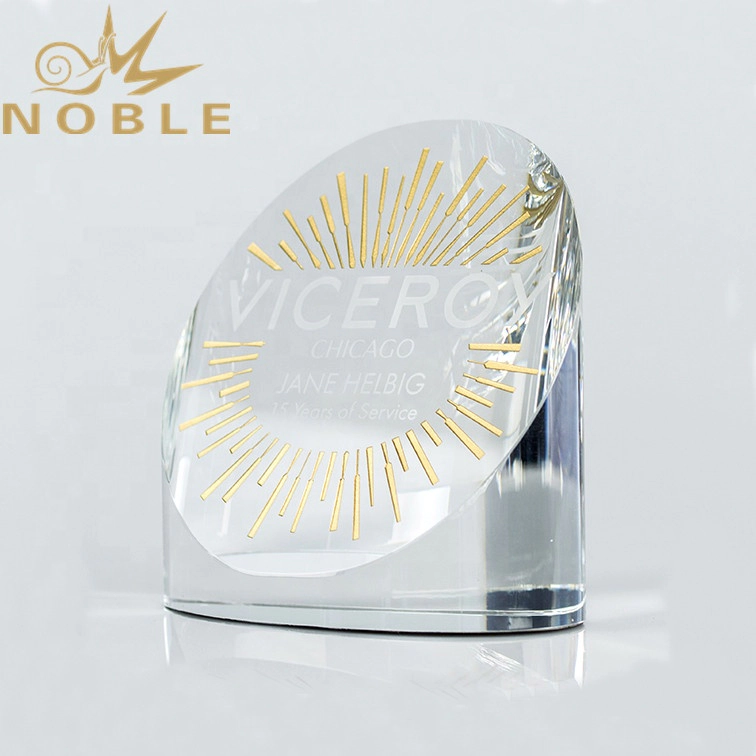 Custom Engraving Crystal Cylinder Award with Color Filling