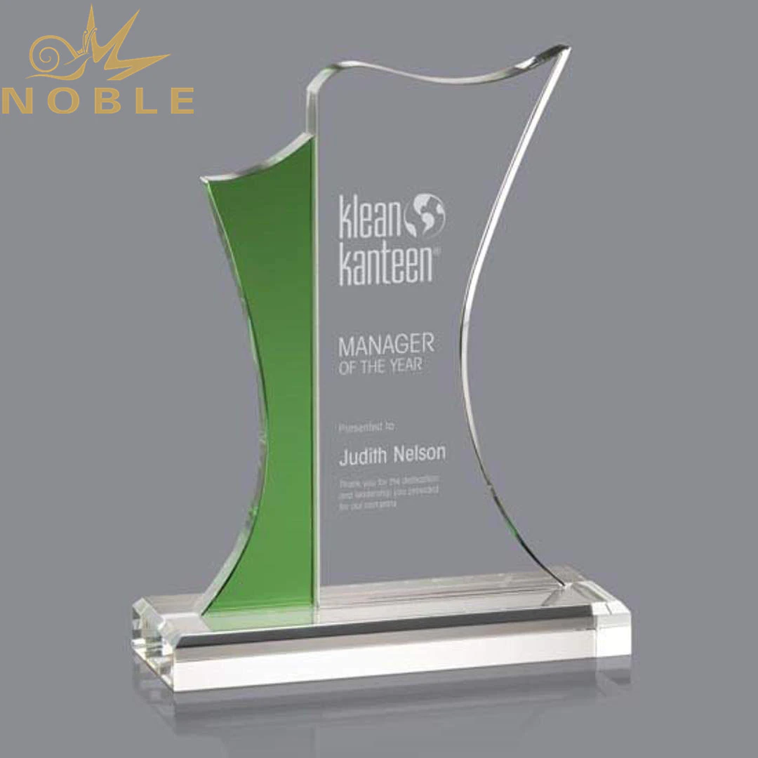 Noble New Design Custom Crystal Plaque Trophy with Green Edge
