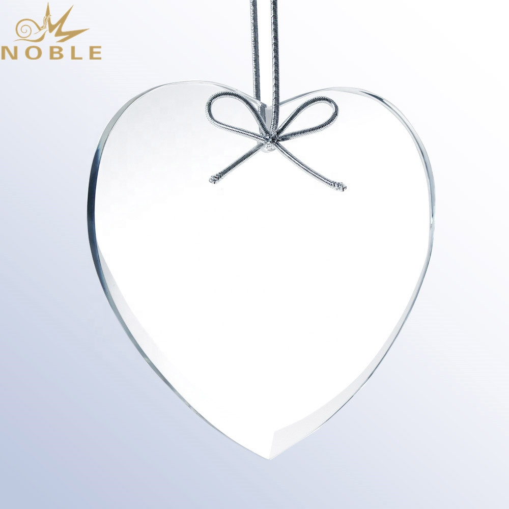 Christmas Tree decoration custom engraved Beveled Premium Heart Glass Ornament
