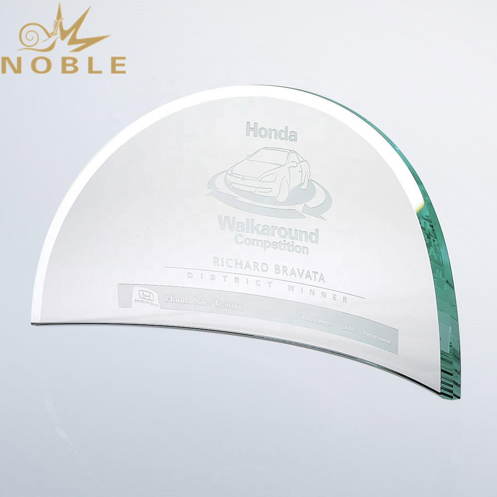 Noble Custom Jade Glass Beveled Bent Plaque Trophy