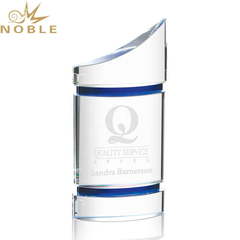 Noble High Quality Magnificent Optical Custom Crystal Award with Blue Accents for A Star Achiever