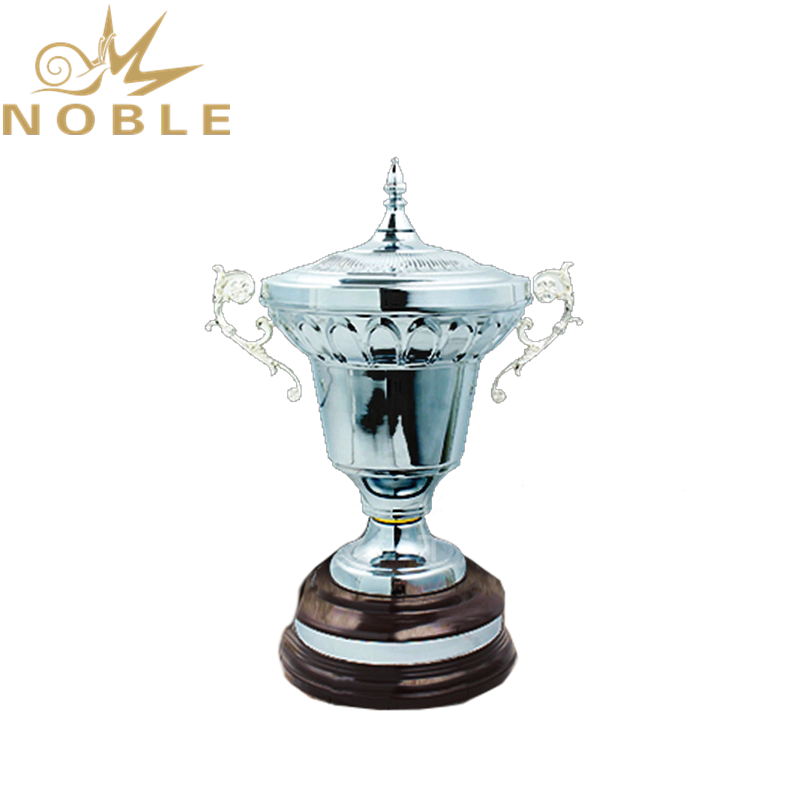 Luxury High Quality Shiny Silver Metal Cup Trophy with Wooden base