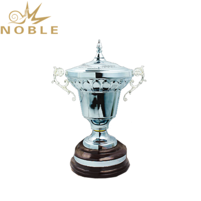 Luxury High Quality Shiny Silver Metal Cup Trophy with Wooden base