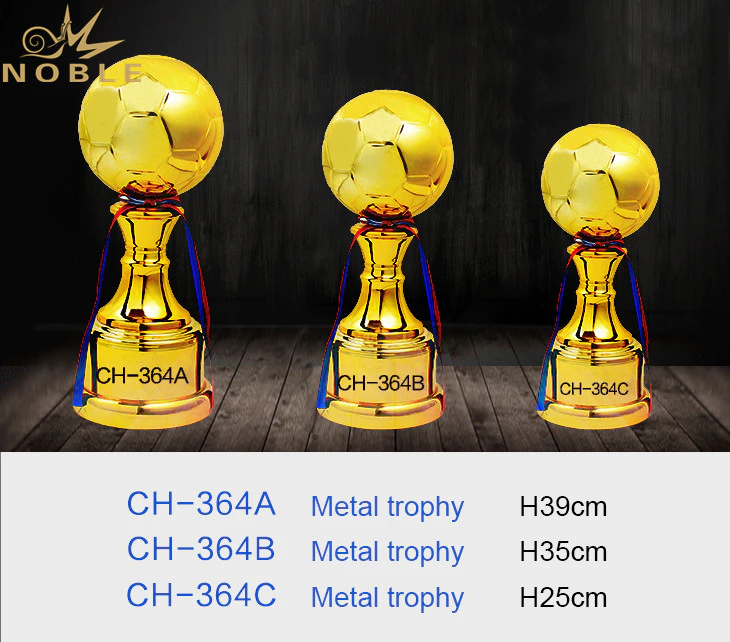 High Quality Shiny Golden Ball Metal Soccer Trophy