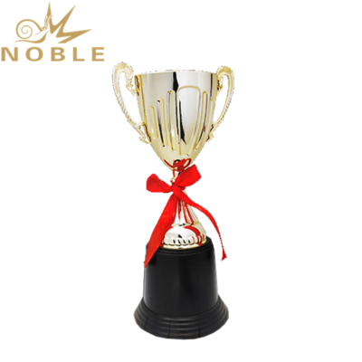 Hot Selling Low Price Plastic Trophy Cup Award with Red Ribbon