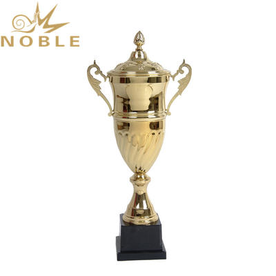 Sports League Metal Badminton Cup Trophy with Black Plastic Base