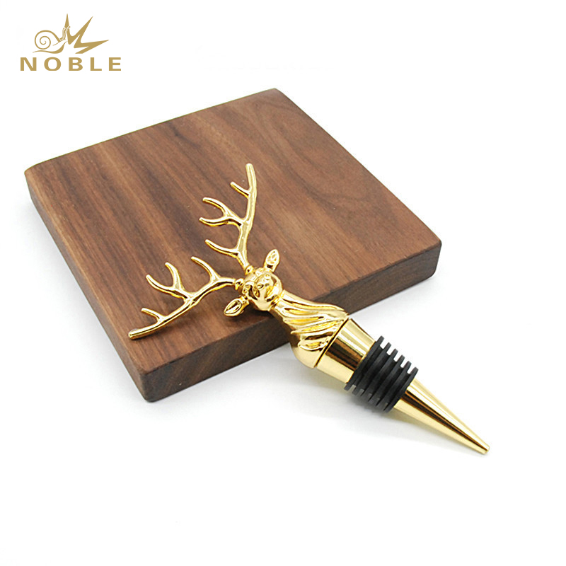 Custom decoration metal wine bottle stopper deer head shaped bottle stopper