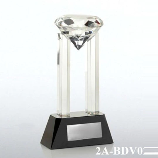 Clear Elegant award Crystal Diamond Trophy On Base