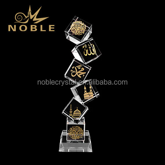 Unique Customized Corporate Engraved Crystal Six Cube Award Trophy as Islamic Souvenir Gifts