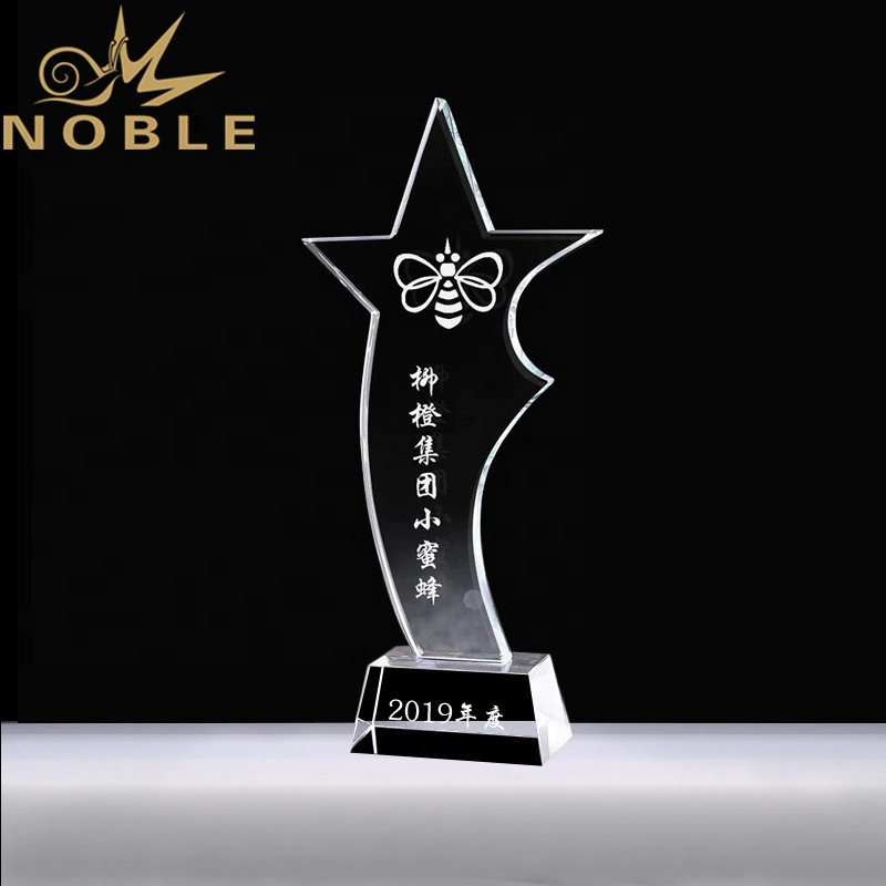 Best Selling High Quality Free Engraving Custom Jade Glass Star Award