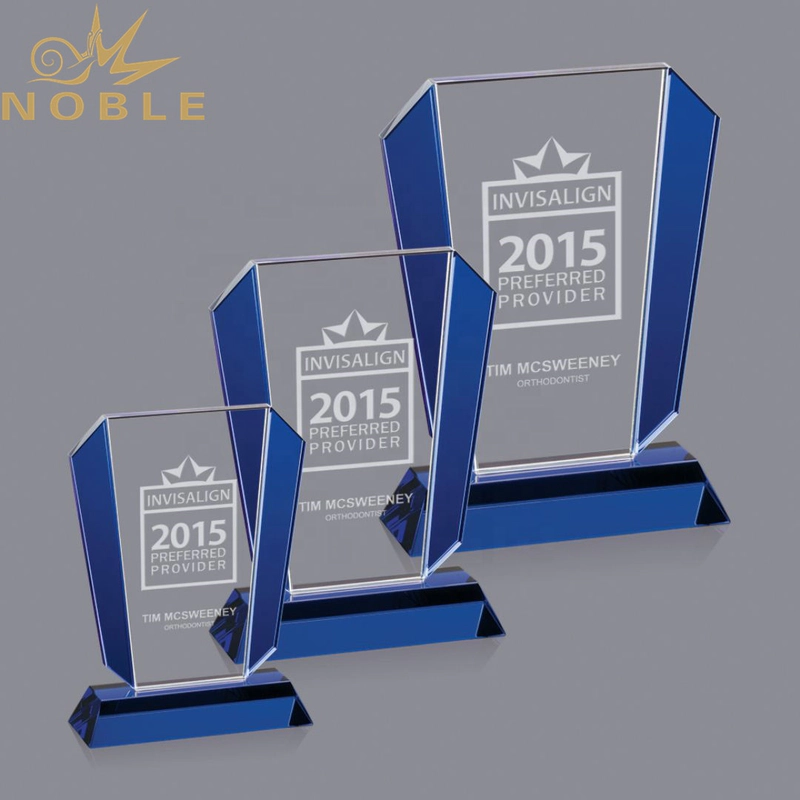 Noble High Quality Custom Blue Crystal Plaque Award