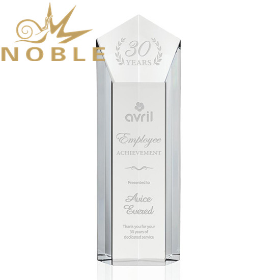 Noble Optical Crystal Pentagon Pillar Block Award Trophy