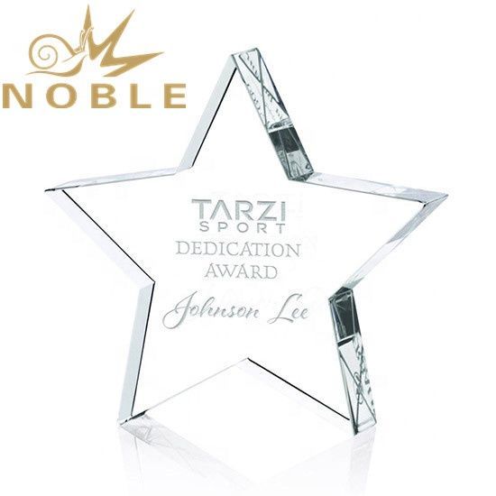 custom engraving optical crystal star award paperweight as business gift
