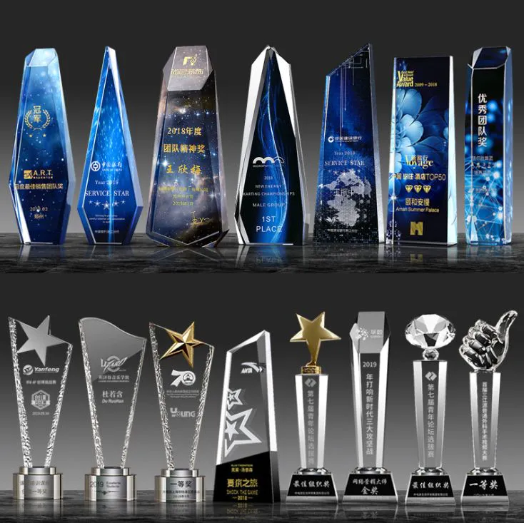 NOBLE Awards Classic Crystal Trophy Stock Trophy with Customized Engraving