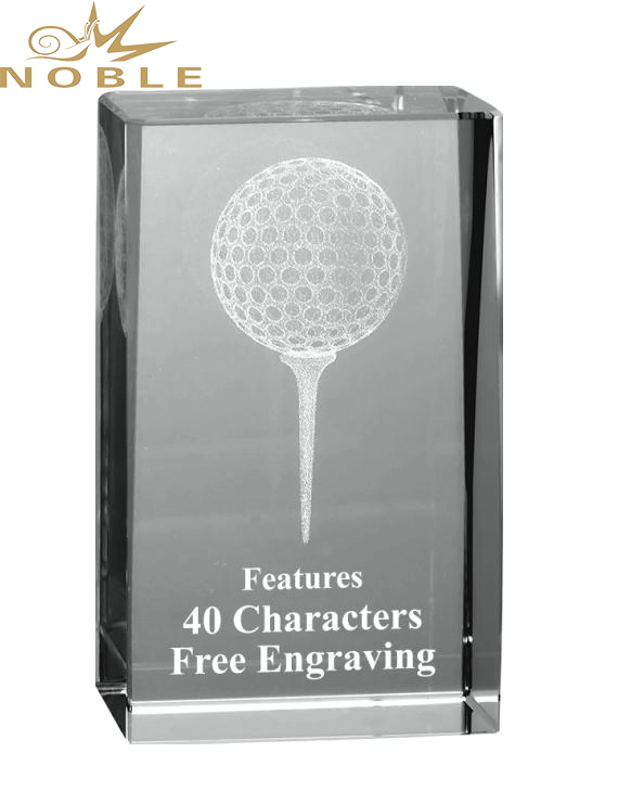 3D Laser Engraving Crystal Cube Award Custom Crystal Golf Trophy