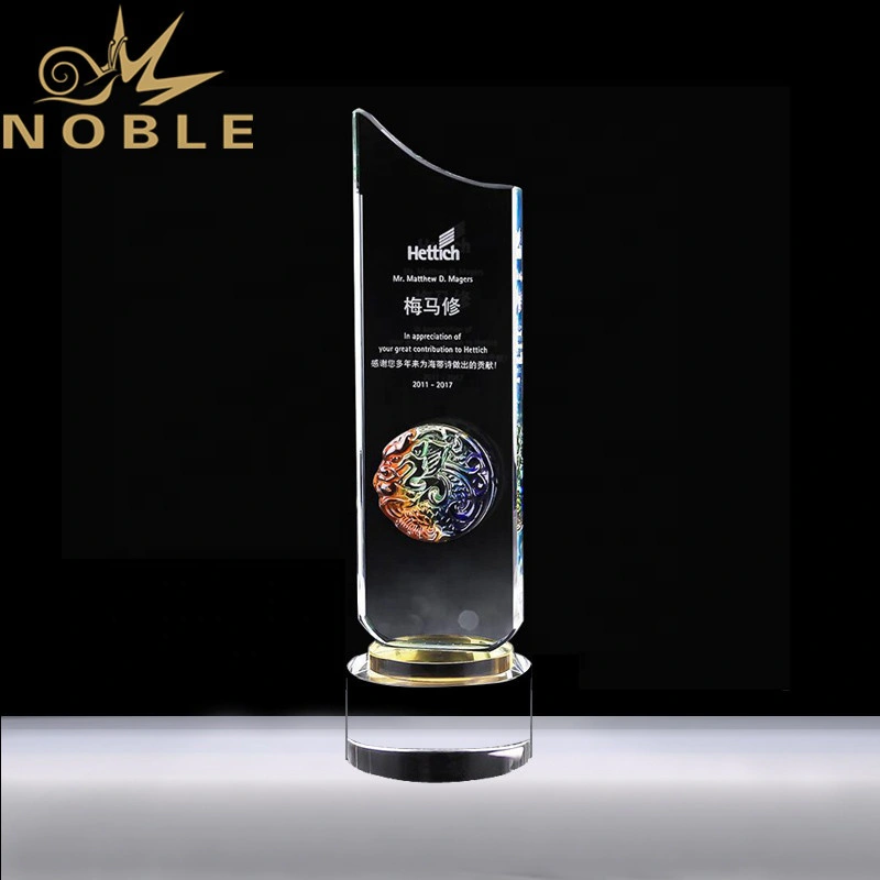 Luxury design Liu Li glass custom crystal plaque award