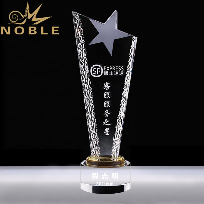 Noble High Quality New Design Custom Engraving Crystal Star Trophy