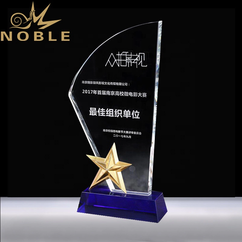 Popular High Quality Free Engraving Custom Crystal Star Trophy