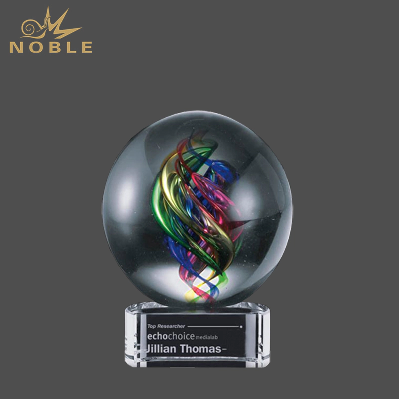 Color Rage Hand Blown Art Glass Award Globe