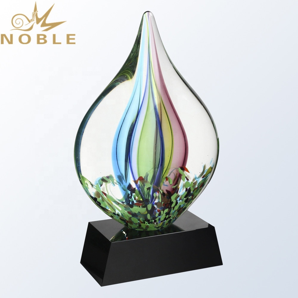 High quality hand blown unique design art glass award trophy