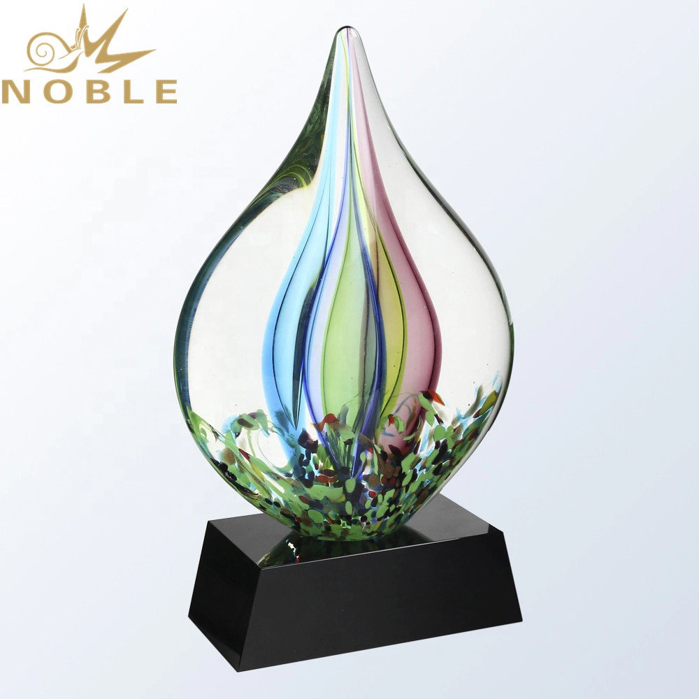 High quality hand blown unique design art glass award trophy