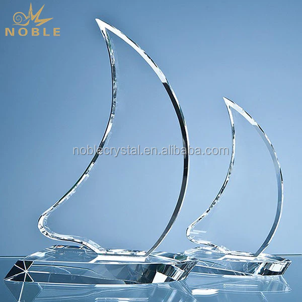 Nautical Theme Custom Crystal Sailing Boat Trophy