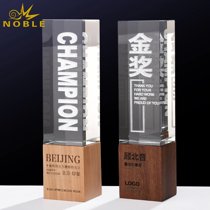 Wooden Trophy Award Wood Base Craft High Quality Custom Crystal Plaque