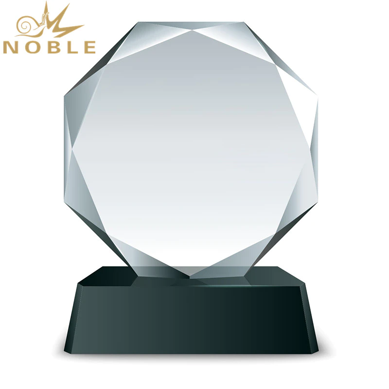 Customized Engraved Faceted Round Crystal plaque Trophy As business gift