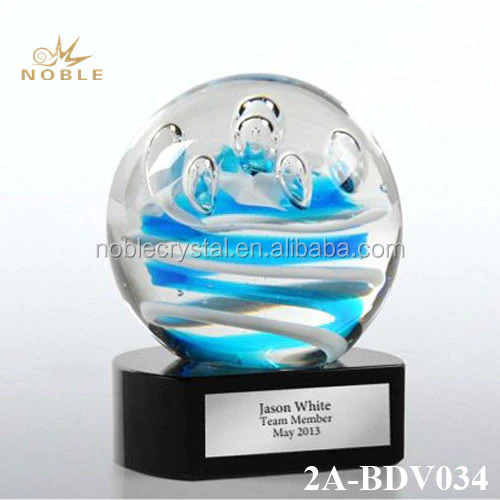 New Design free engraving Custom Art Glass Ball Trophy